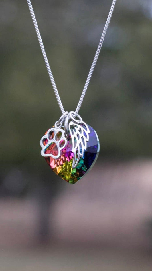 Cat Rainbow Bridge Wings Necklace