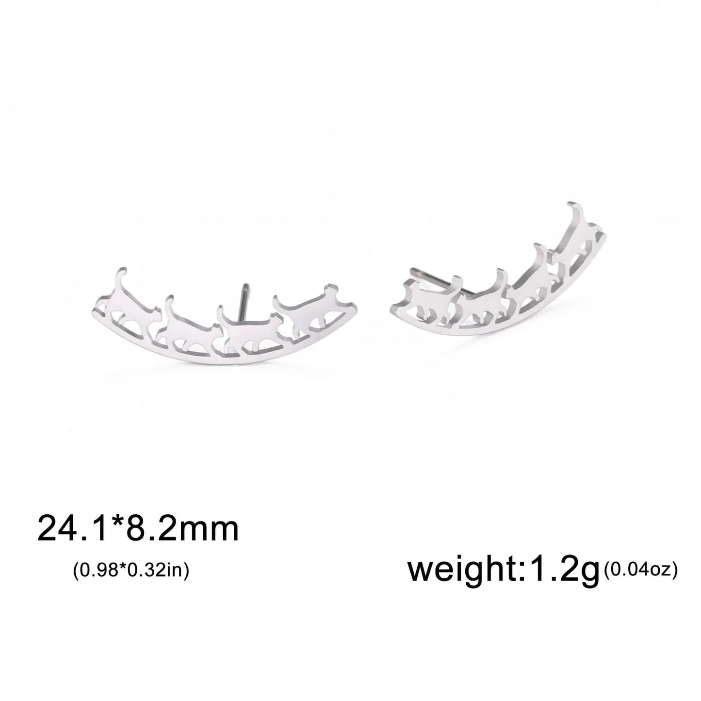 Four Cats Walking Stud Earrings