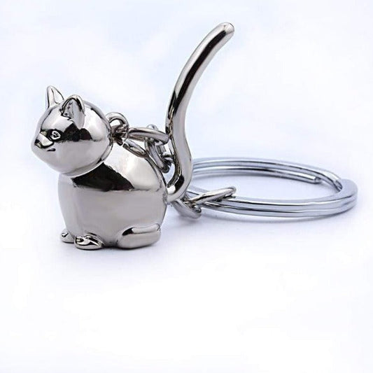 Cat Silver charm Keychain