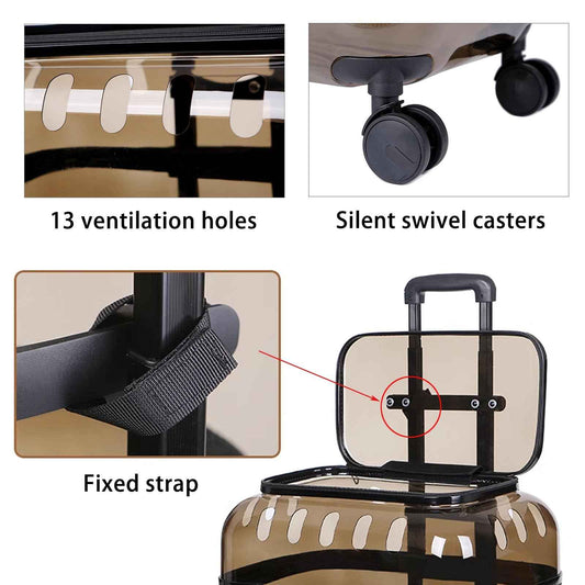 CutePetStory® Transparent Pet Travel Trolley