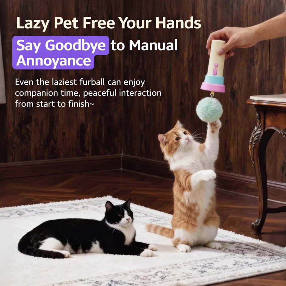 Electric Cat Teaser Gun – One-Button Launch, Retractable Interactive Cat Toy for Exercise & Play