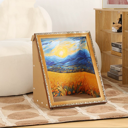 Oil painting cat scratching board