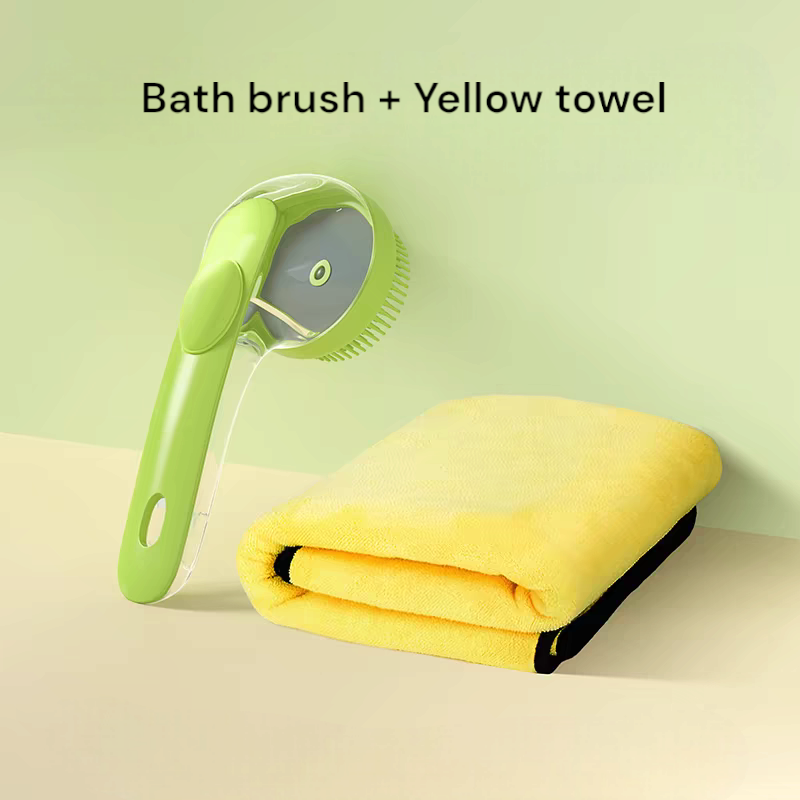 Pet Liquid Long Handle Press Bath Brush