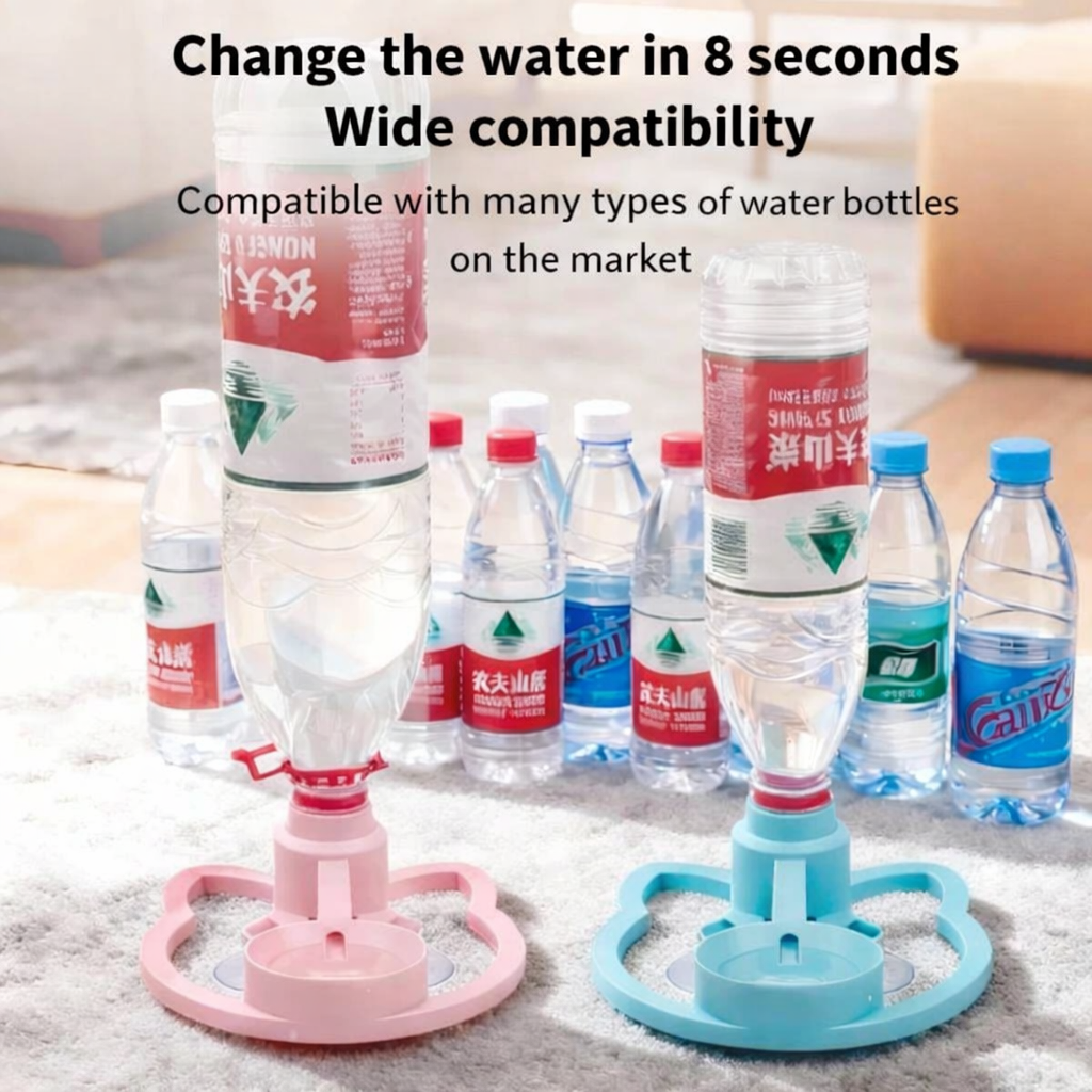 Cat water fountain · Automatic pet water dispenser · No electricity needed · Portable pet bowl · Mineral water bottle compatible