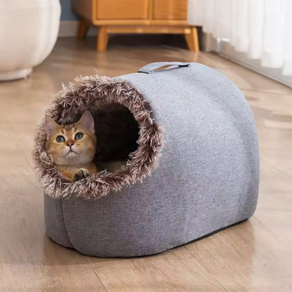 Enclosed warm cat nest and bad