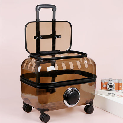 CutePetStory® Transparent Pet Travel Trolley