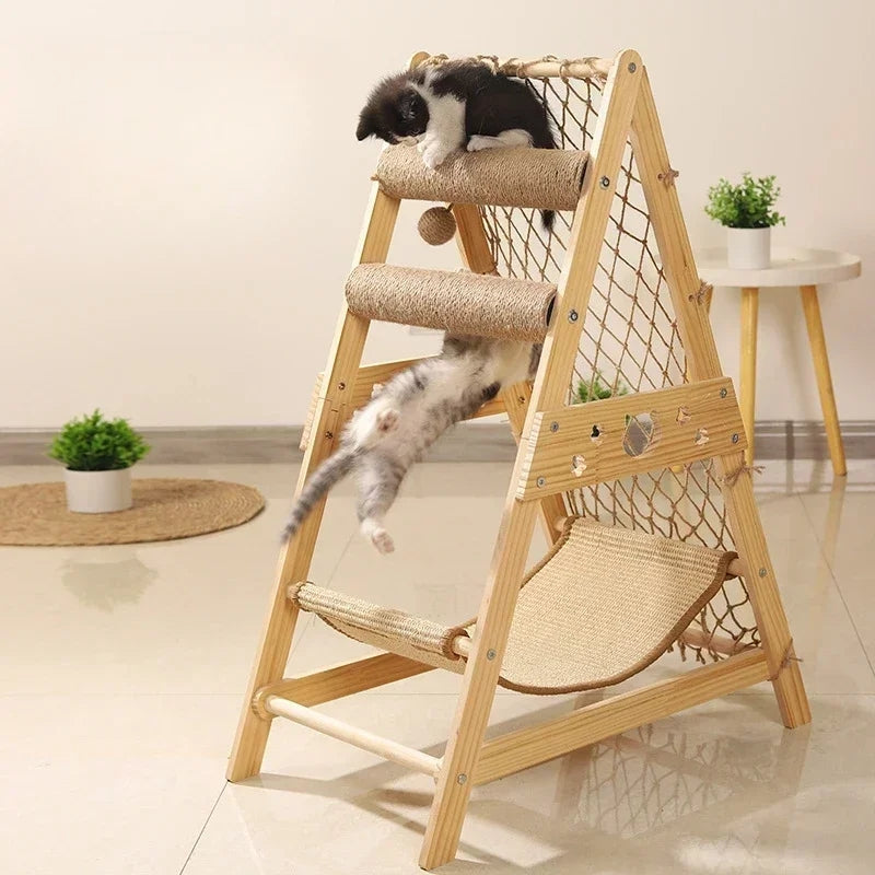 New Large Size Pet Climbing Net Cat Climbing Frame Wooden Cat Nest