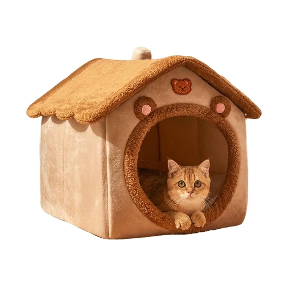Removable and washable] Cat bed and dog bed closed cute warm house cat bed winter thickened small dog bed cat