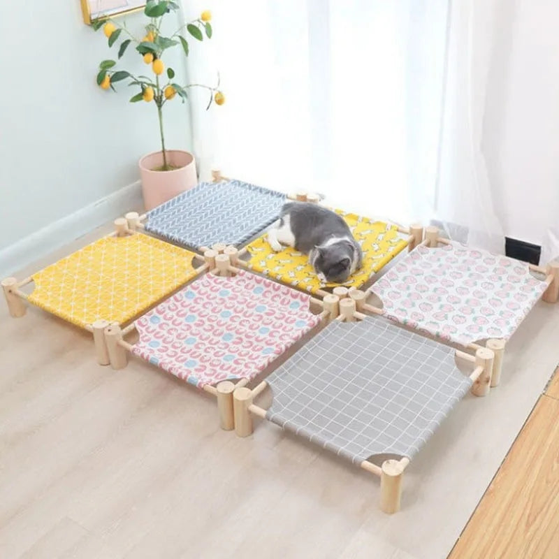 Wooden Cat Camp Bed for summer