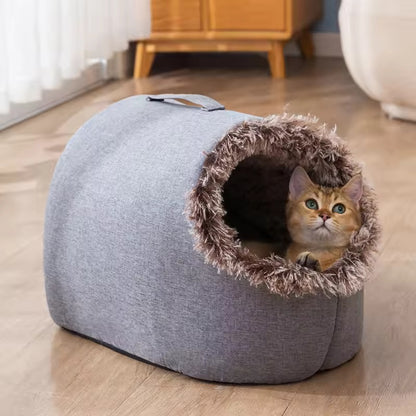 Enclosed warm cat nest and bad