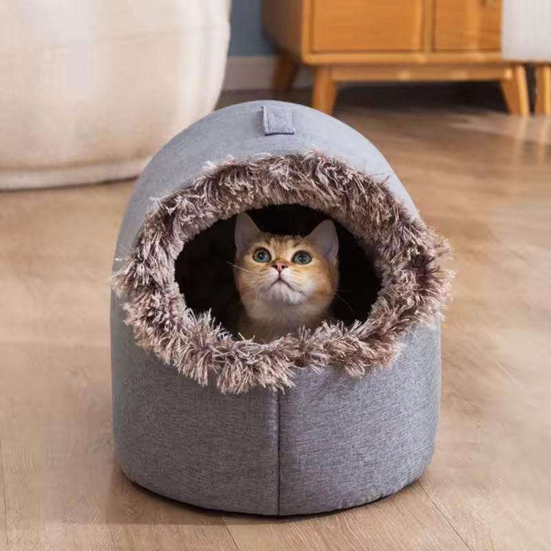 Enclosed warm cat nest and bad
