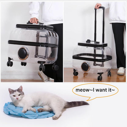 CutePetStory® Transparent Pet Travel Trolley