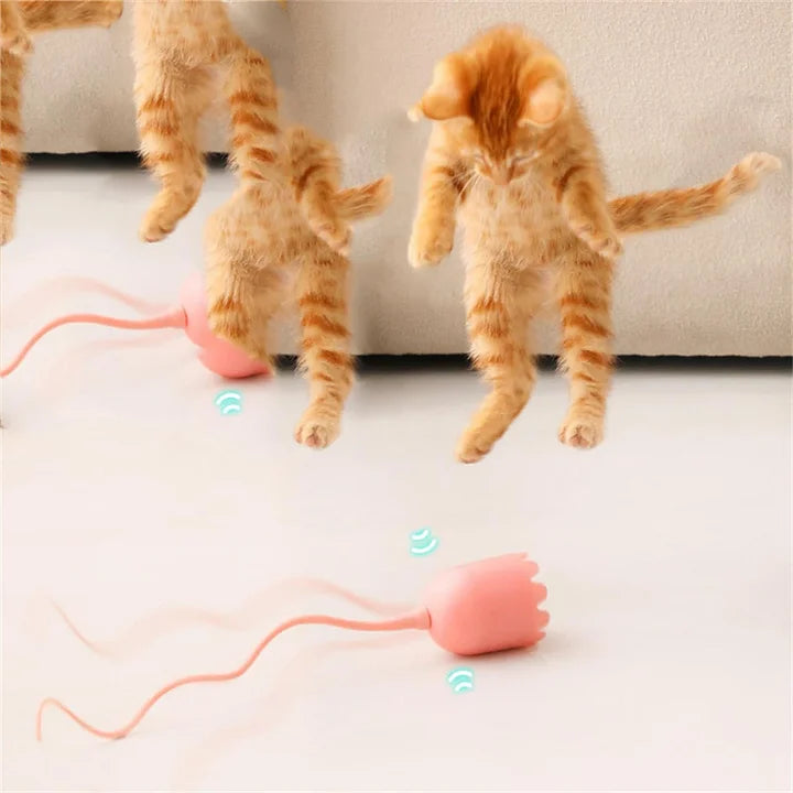 Cat Wand Toy Automatic Silicone Tail Teaser Toy 2 In 1