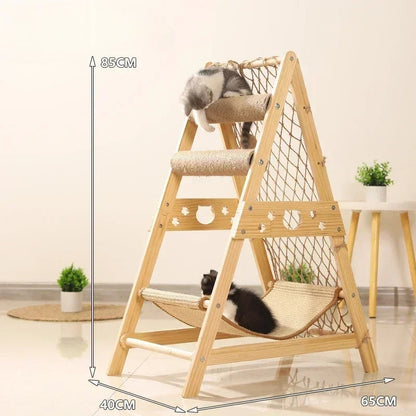 New Large Size Pet Climbing Net Cat Climbing Frame Wooden Cat Nest