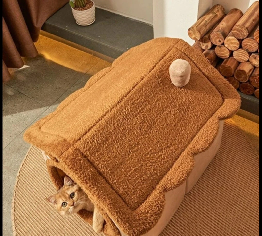 Removable and washable] Cat bed and dog bed closed cute warm house cat bed winter thickened small dog bed cat