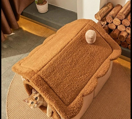 Removable and washable] Cat bed and dog bed closed cute warm house cat bed winter thickened small dog bed cat