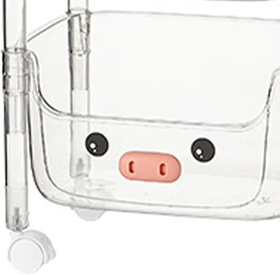 Plastic Storage Rack, Cat ,Kids Toy Storage Organiser, Multi-layer Storage Rack, Plastic Trolley, Transparent, Movable Baby Bookcase