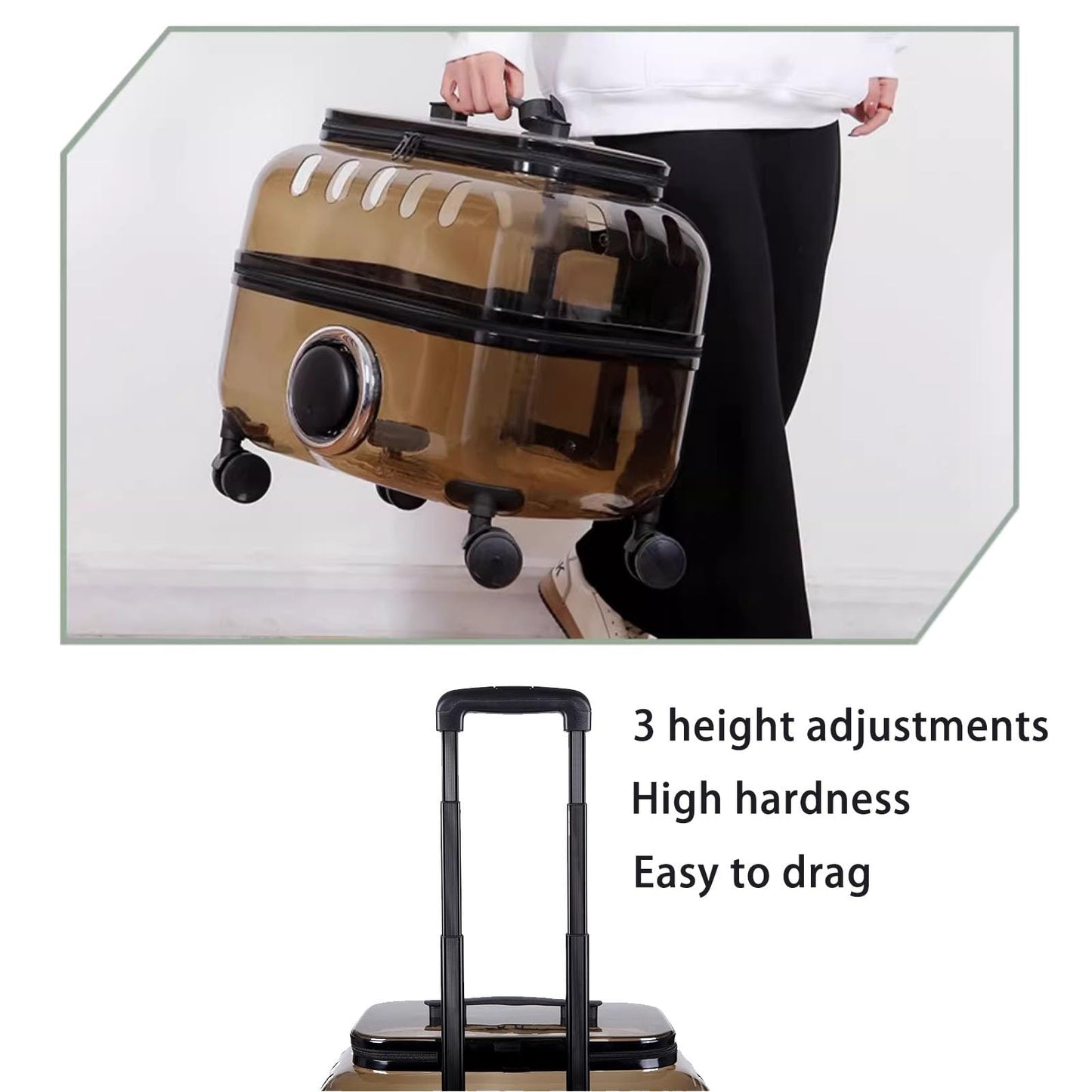 CutePetStory® Transparent Pet Travel Trolley